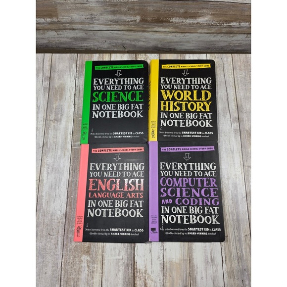 Big Fat Notebook Middle School Study Guide Set Science History English Coding - Picture 2 of 6